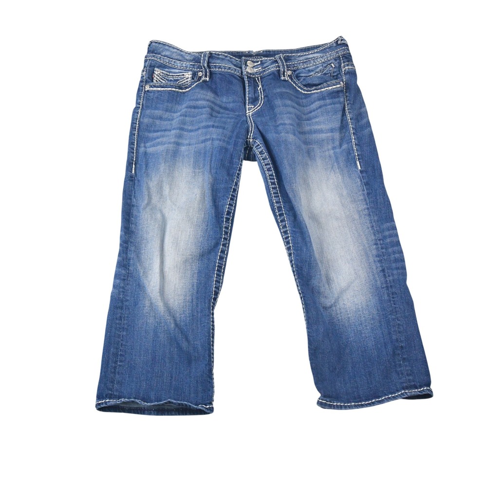 Vigoss The Chelsea Capri Jeans Womens 13/14 (35x21) Blue Contrast Stitching